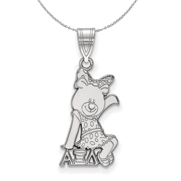 Sterling Silver Alpha Xi Delta Medium Pendant Necklace - 24 Inch - Picture 1 of 8